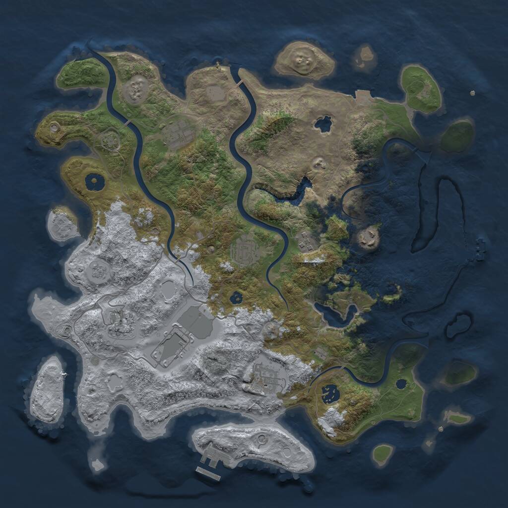Rust Map: Procedural Map, Size: 4000, Seed: 24244, 14 Monuments