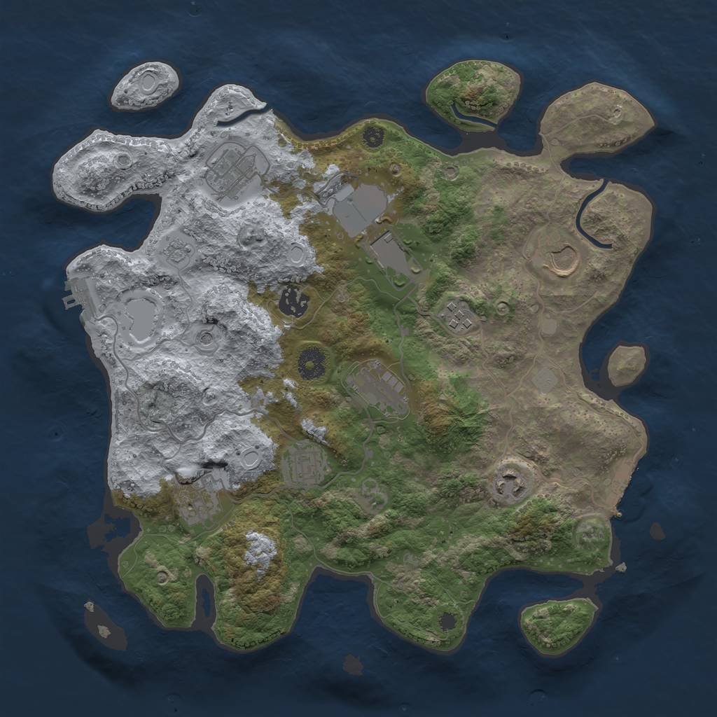 Rust Map: Procedural Map, Size: 3500, Seed: 50069, 16 Monuments