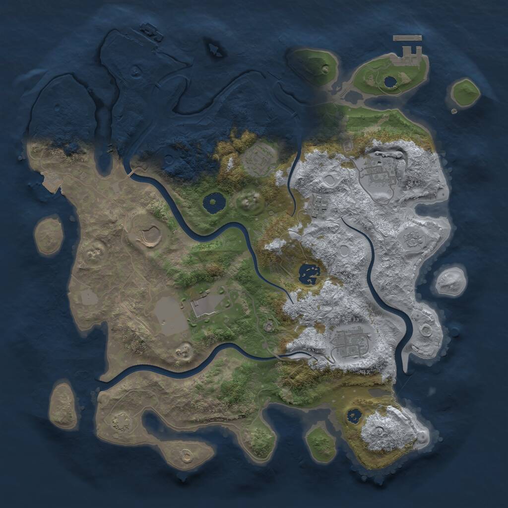 Rust Map: Procedural Map, Size: 3550, Seed: 375295, 13 Monuments