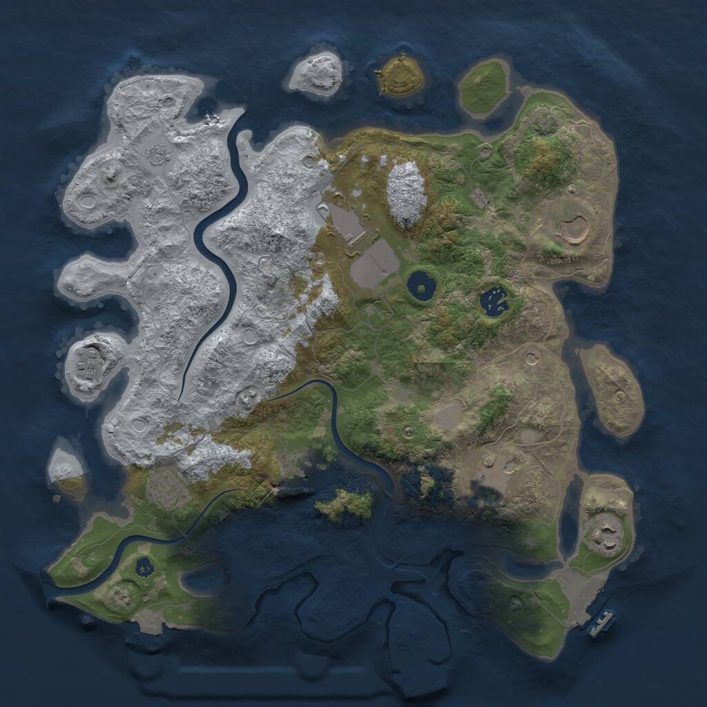 Rust Map: Procedural Map, Size: 3700, Seed: 4107734, 14 Monuments
