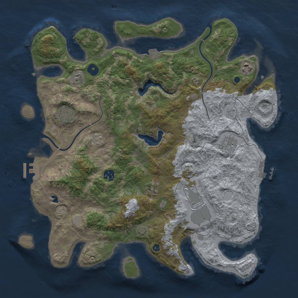 Rust Map: Procedural Map, Size: 4000, Seed: 43564, 13 Monuments