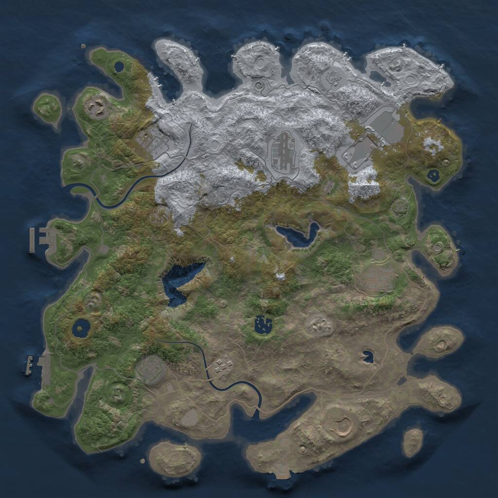 Rust Map: Procedural Map, Size: 4000, Seed: 747639, 15 Monuments