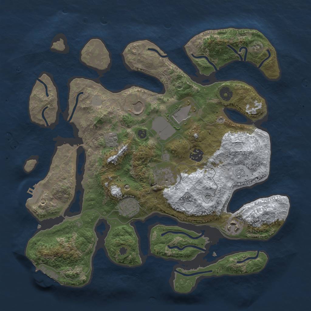 Rust Map: Procedural Map, Size: 3500, Seed: 64, 16 Monuments