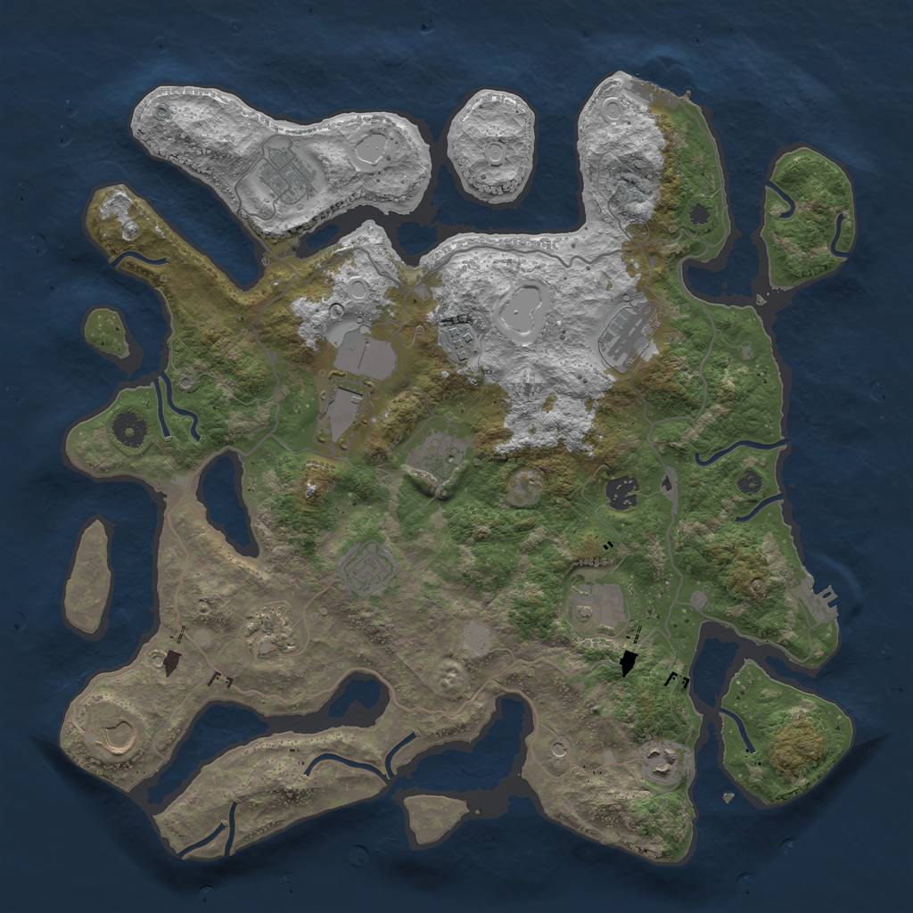 Rust Map: Procedural Map, Size: 4050, Seed: 1069570017, 19 Monuments