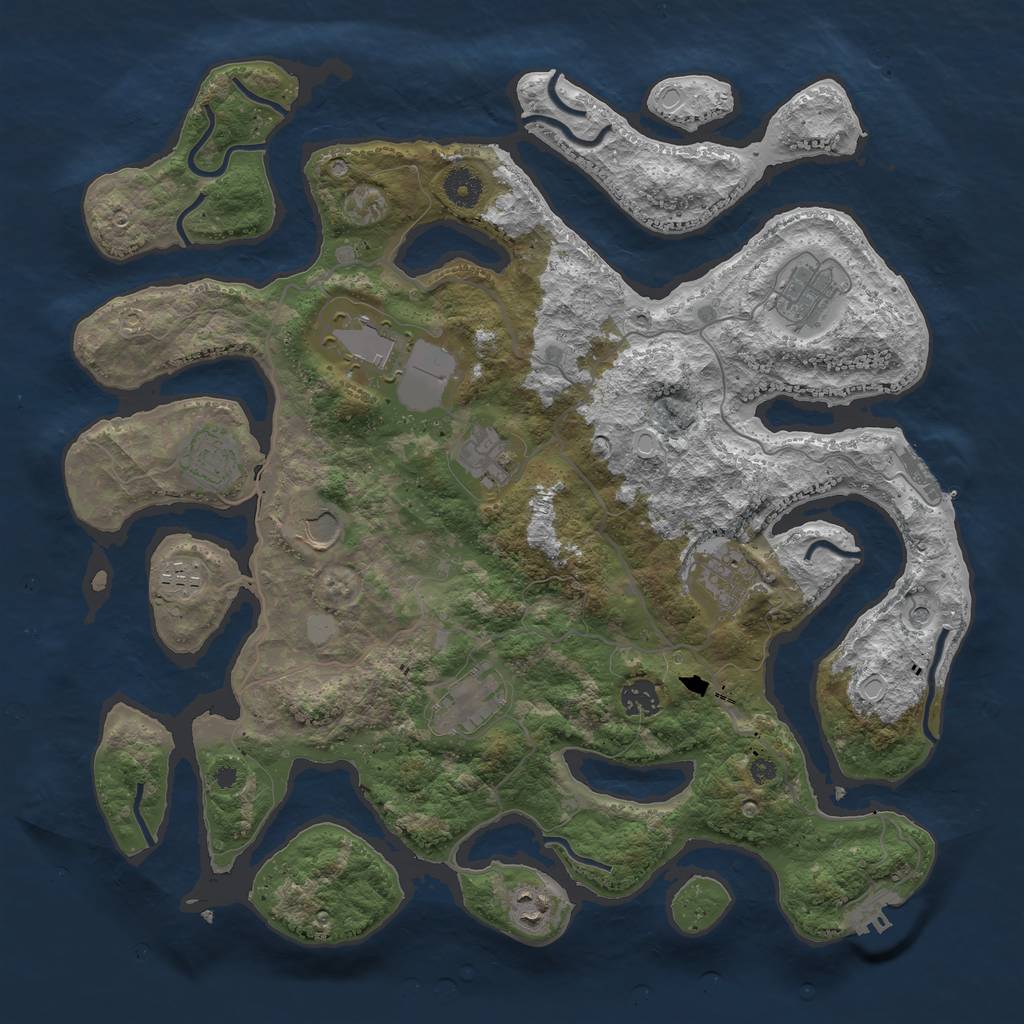 Rust Map: Procedural Map, Size: 4000, Seed: 443619788, 18 Monuments