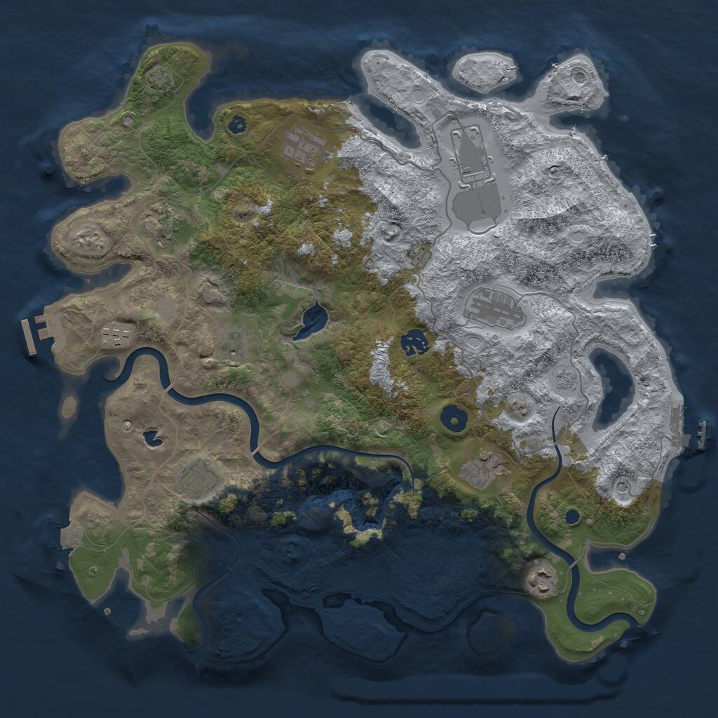Rust Map: Procedural Map, Size: 4000, Seed: 443619788, 16 Monuments