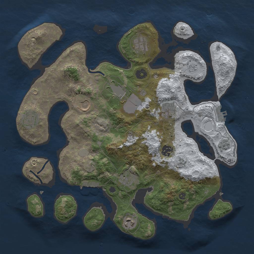 Rust Map: Procedural Map, Size: 3500, Seed: 413206621, 18 Monuments