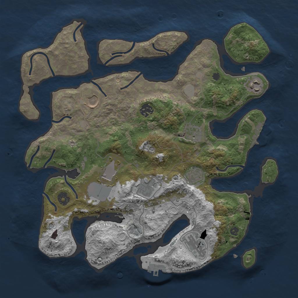 Rust Map: Procedural Map, Size: 3500, Seed: 98756311, 16 Monuments