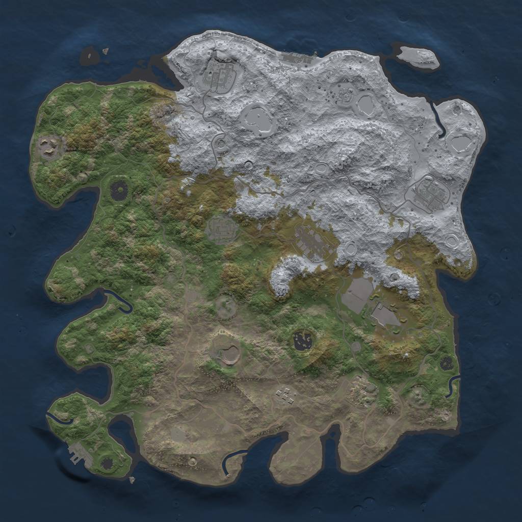 Rust Map: Procedural Map, Size: 4000, Seed: 857577, 17 Monuments