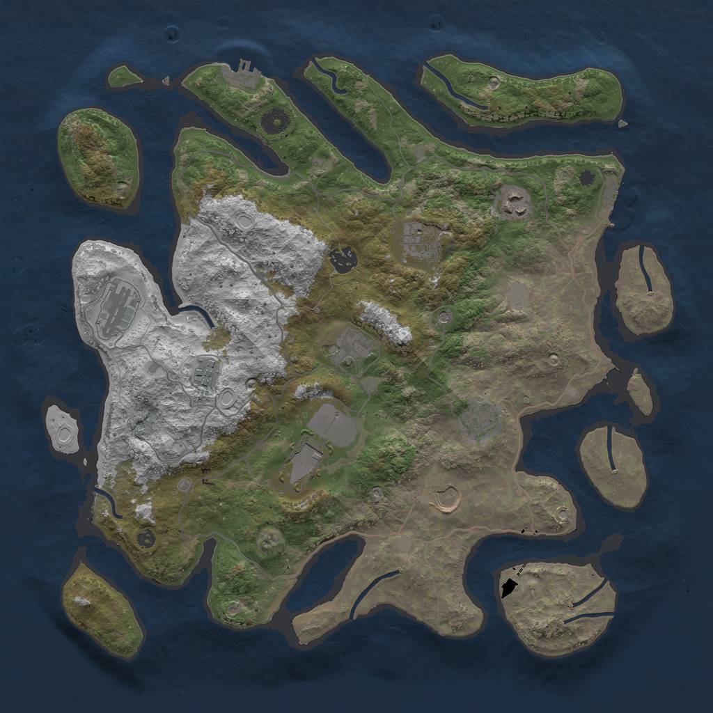 Rust Map: Procedural Map, Size: 4000, Seed: 2028, 17 Monuments