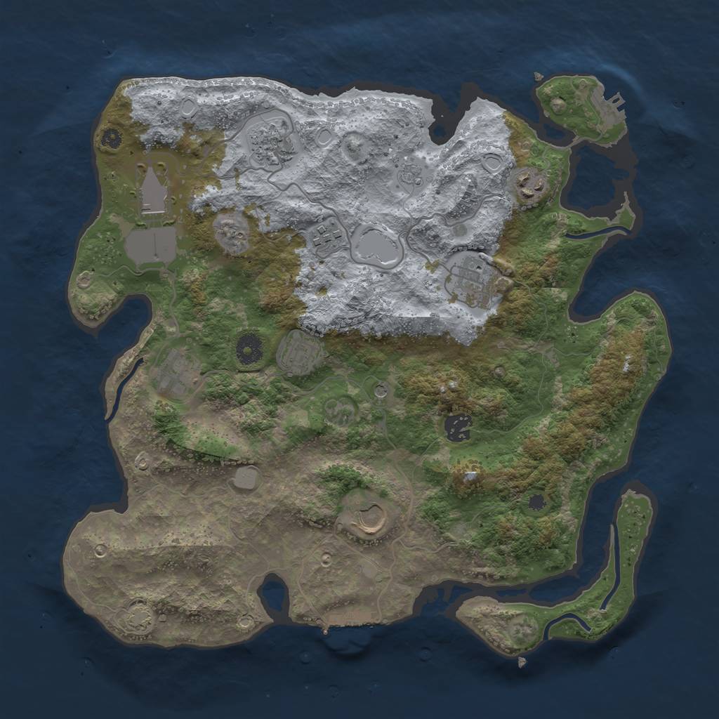 Rust Map: Procedural Map, Size: 3700, Seed: 2562692, 17 Monuments