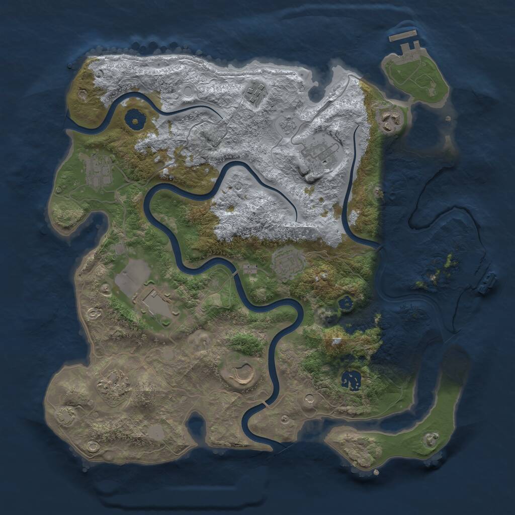 Rust Map: Procedural Map, Size: 3700, Seed: 2562692, 15 Monuments