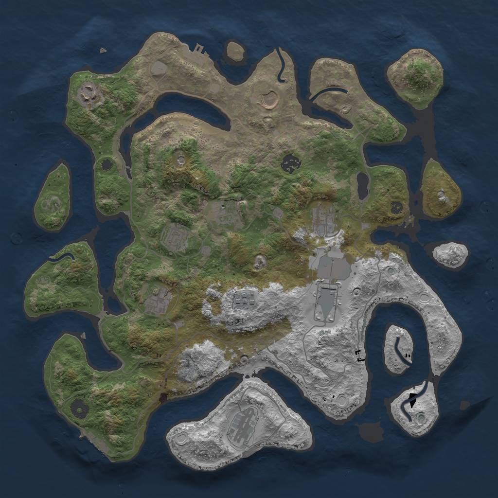 Rust Map: Procedural Map, Size: 4000, Seed: 855375, 18 Monuments