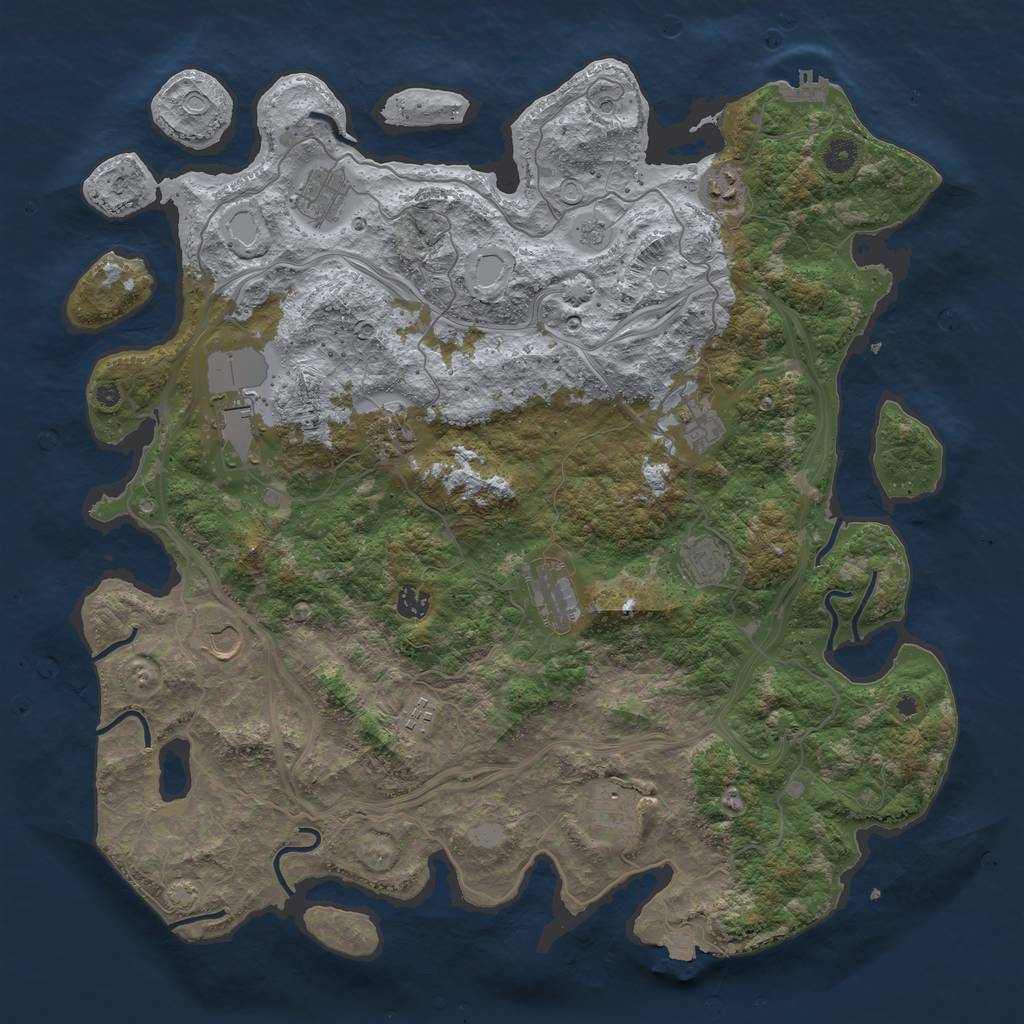 Rust Map: Procedural Map, Size: 4500, Seed: 423876, 18 Monuments