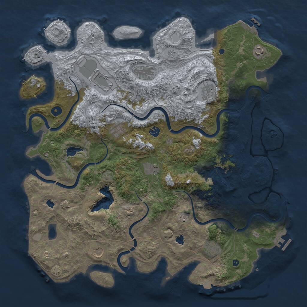 Rust Map: Procedural Map, Size: 4500, Seed: 423876, 16 Monuments