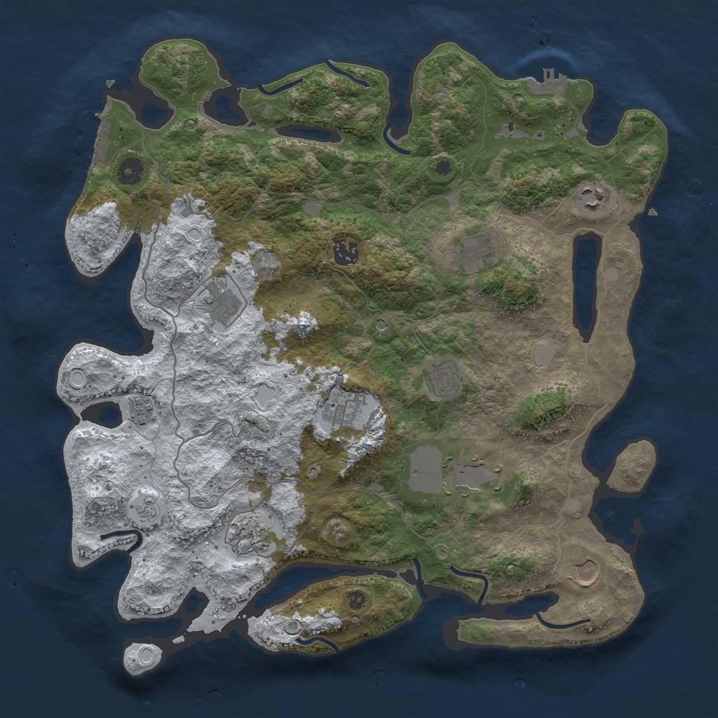 Rust Map: Procedural Map, Size: 4000, Seed: 132549780, 19 Monuments