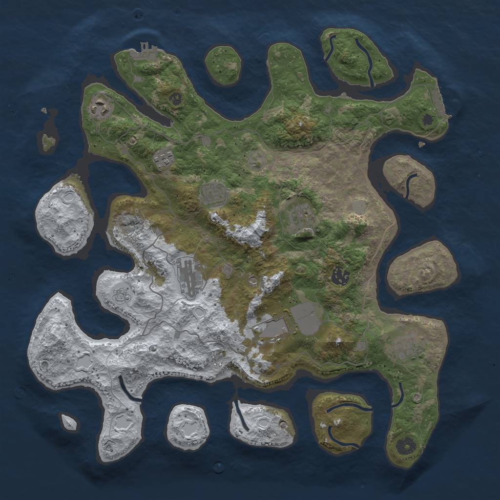 Rust Map: Procedural Map, Size: 4000, Seed: 835528, 17 Monuments