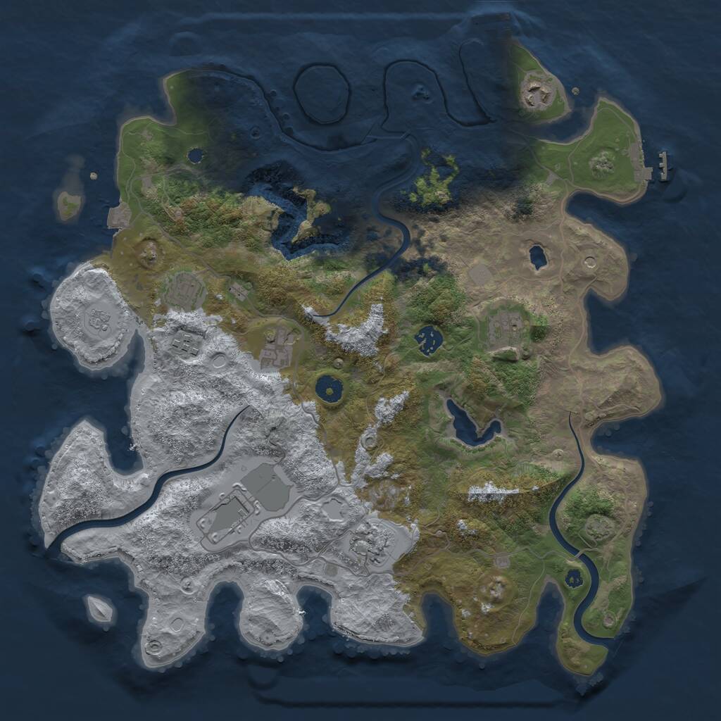 Rust Map: Procedural Map, Size: 4000, Seed: 835528, 14 Monuments