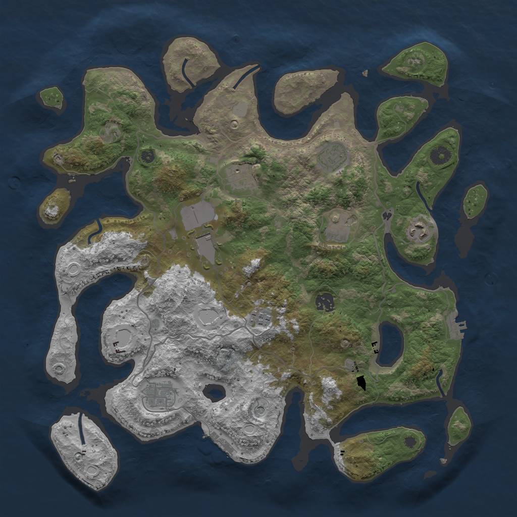 Rust Map: Procedural Map, Size: 4000, Seed: 826426, 16 Monuments