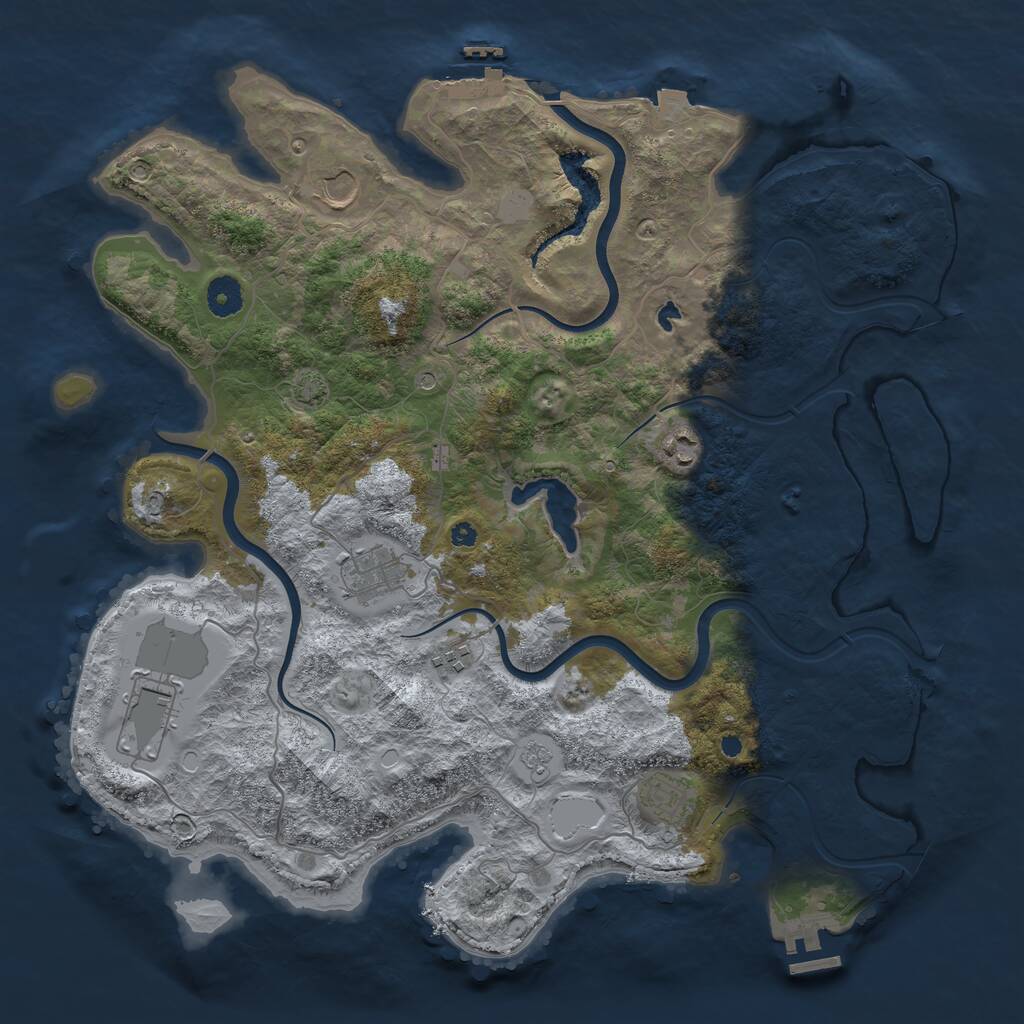 Rust Map: Procedural Map, Size: 4000, Seed: 213668, 12 Monuments