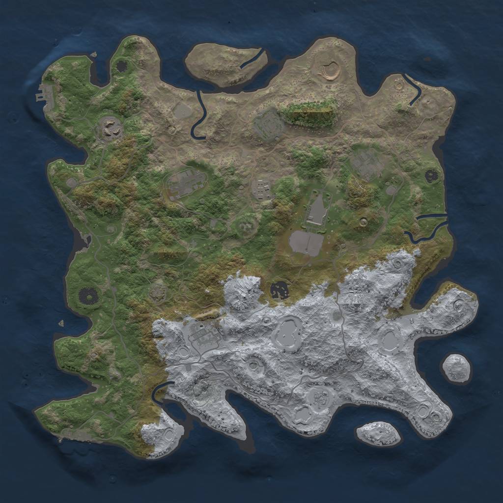 Rust Map: Procedural Map, Size: 4000, Seed: 885552, 17 Monuments