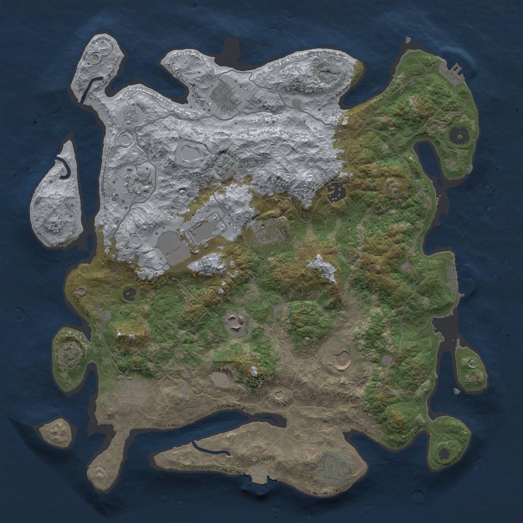 Rust Map: Procedural Map, Size: 4000, Seed: 133527, 18 Monuments