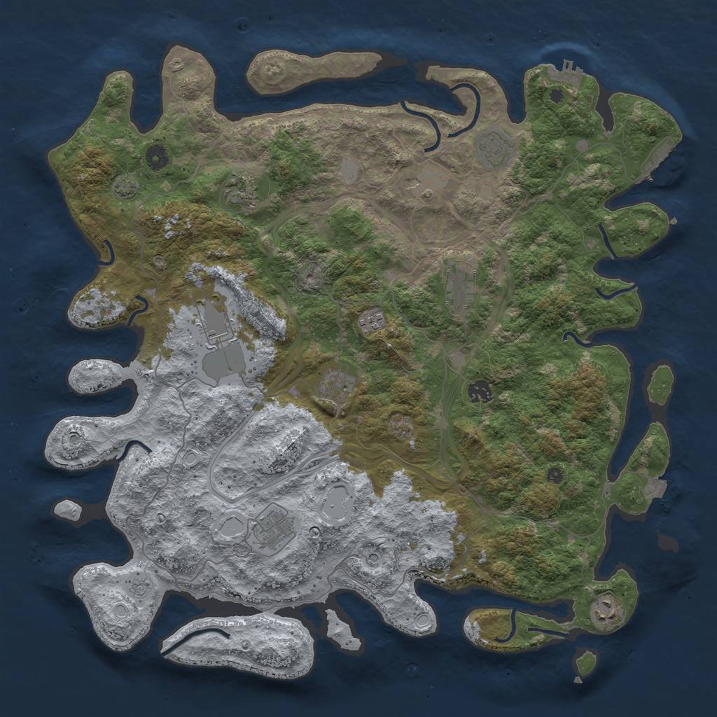 Rust Map: Procedural Map, Size: 4500, Seed: 250692491, 18 Monuments