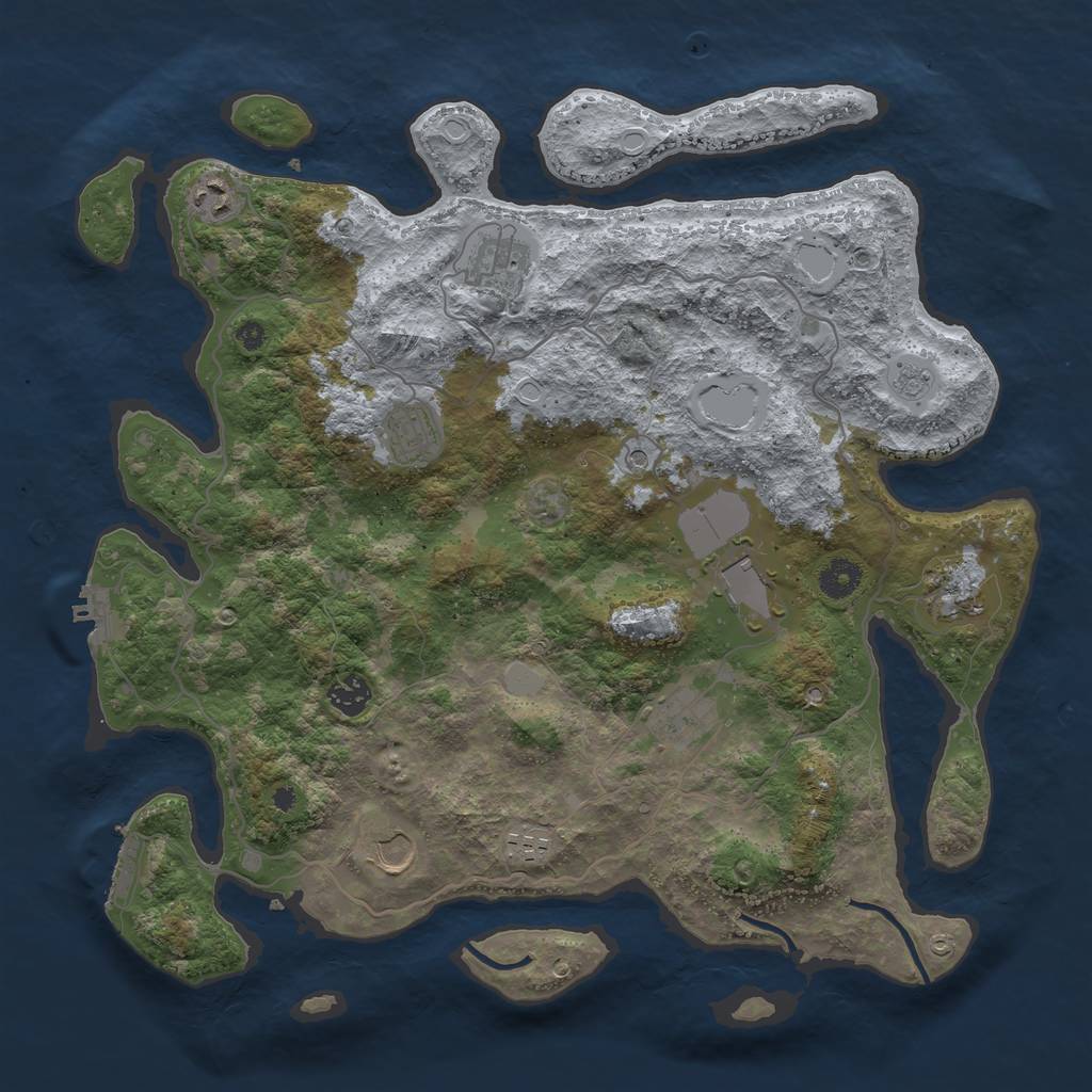 Rust Map: Procedural Map, Size: 4000, Seed: 612432, 16 Monuments