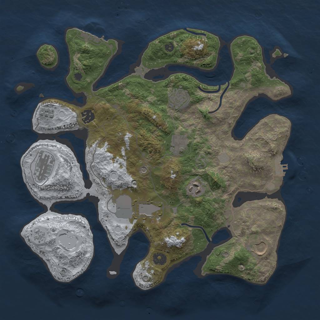 Rust Map: Procedural Map, Size: 3555, Seed: 334890, 17 Monuments