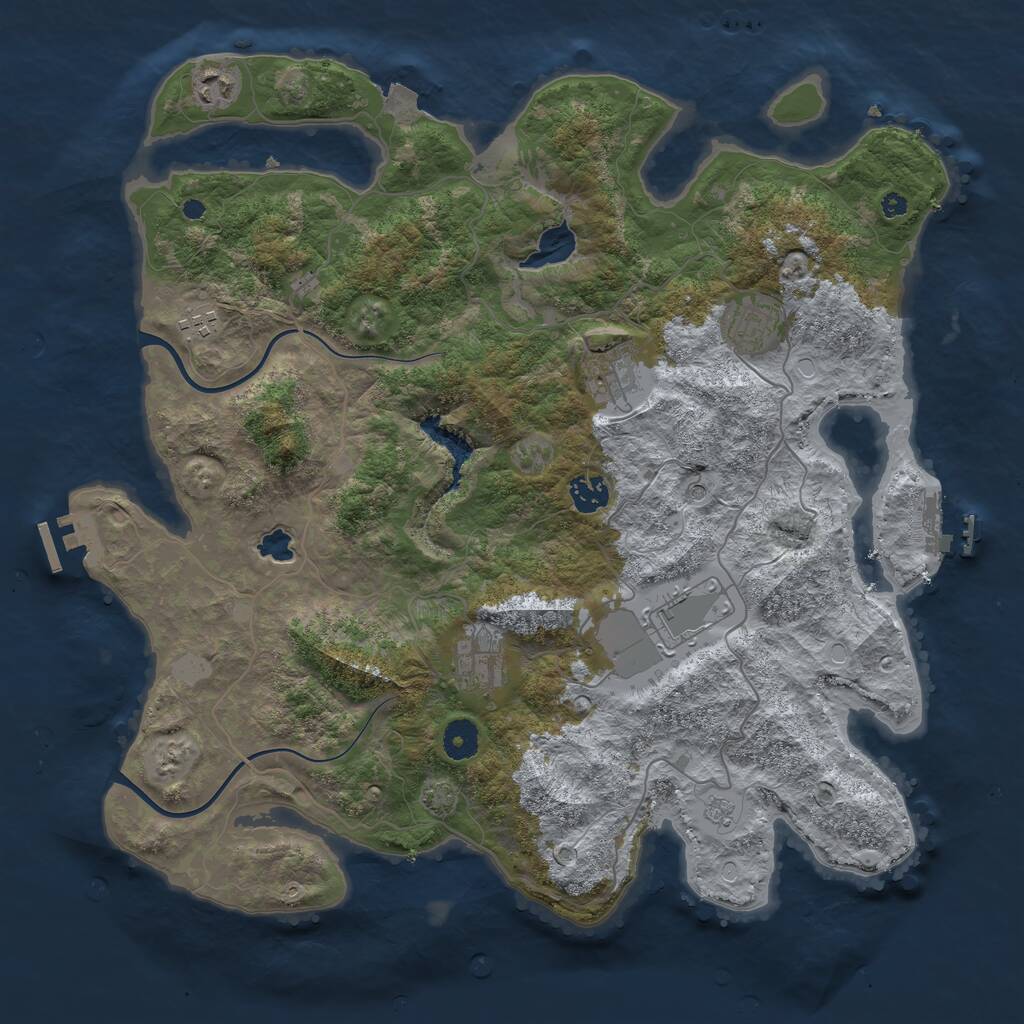 Rust Map: Procedural Map, Size: 4000, Seed: 826926, 13 Monuments