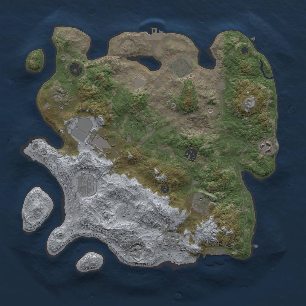 Rust Map: Procedural Map, Size: 3550, Seed: 450478, 15 Monuments
