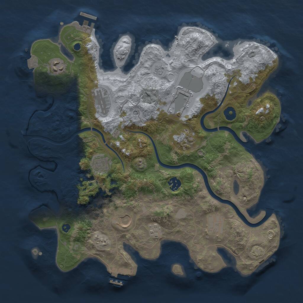 Rust Map: Procedural Map, Size: 3550, Seed: 558793, 15 Monuments