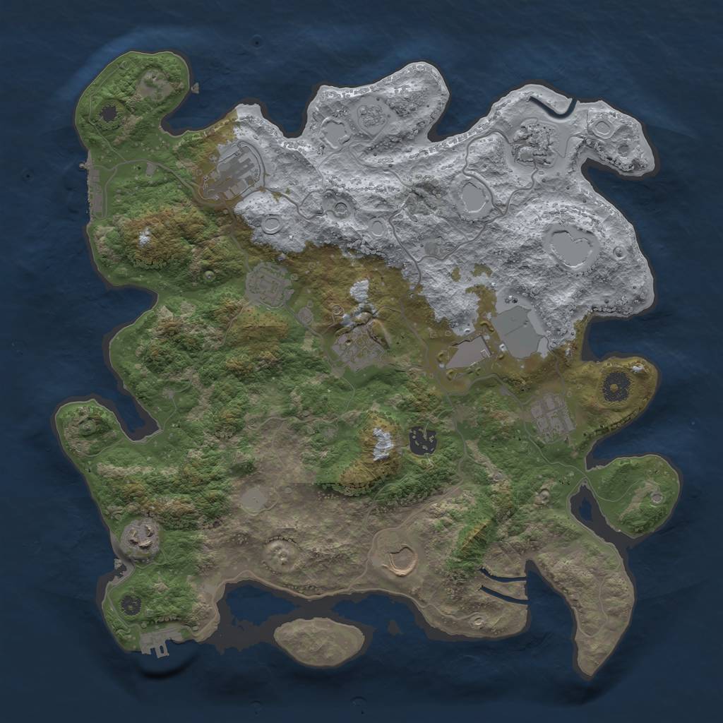 Rust Map: Procedural Map, Size: 3700, Seed: 5365656, 16 Monuments