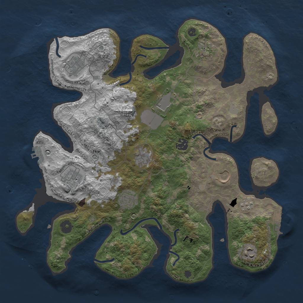 Rust Map: Procedural Map, Size: 3700, Seed: 5411412, 18 Monuments