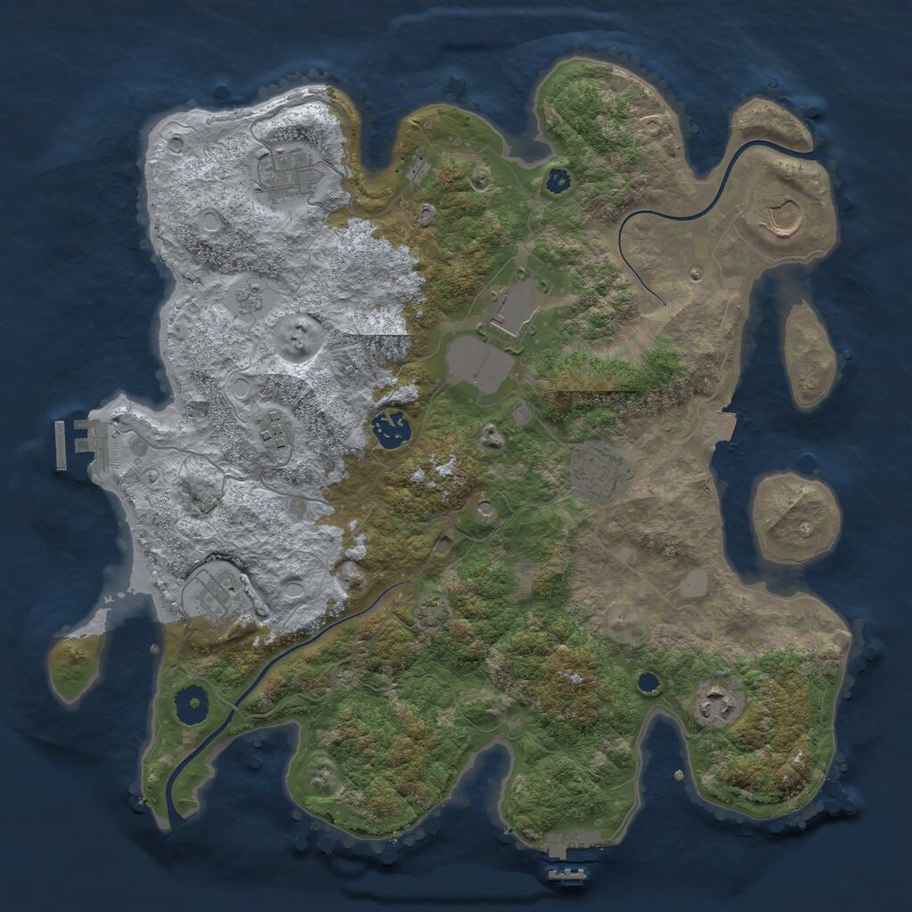 Rust Map: Procedural Map, Size: 3700, Seed: 5411412, 14 Monuments
