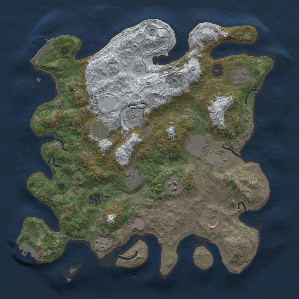 Rust Map: Procedural Map, Size: 3700, Seed: 5774187, 18 Monuments