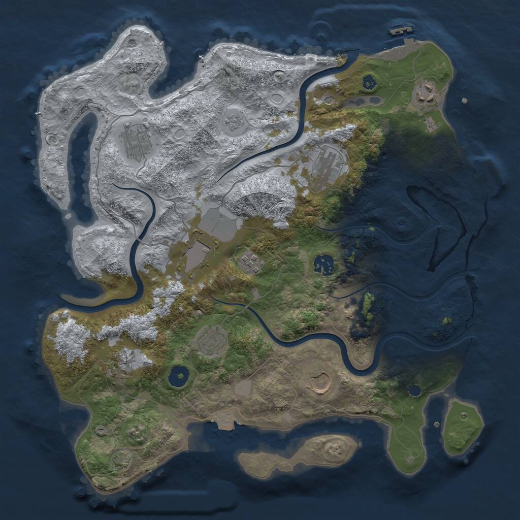 Rust Map: Procedural Map, Size: 3700, Seed: 1761320, 15 Monuments