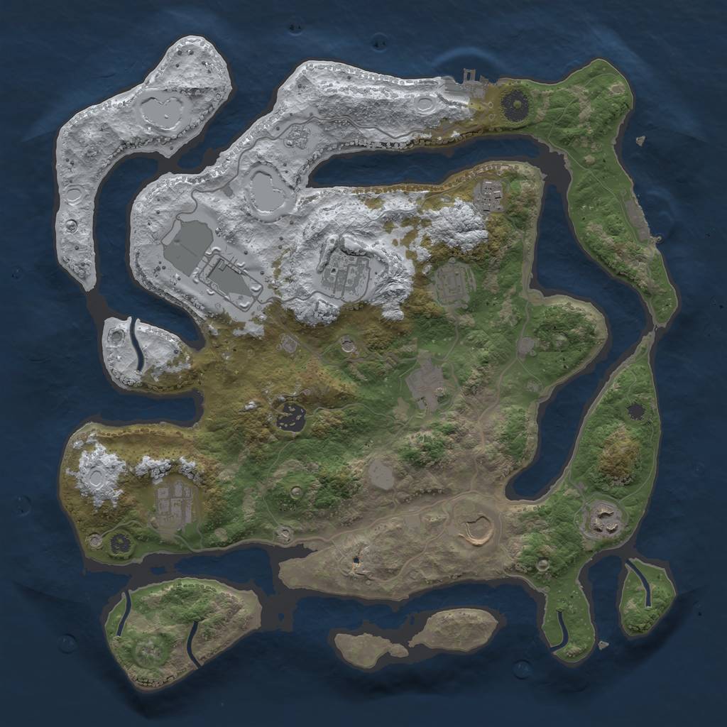 Rust Map: Procedural Map, Size: 3700, Seed: 1761320, 18 Monuments