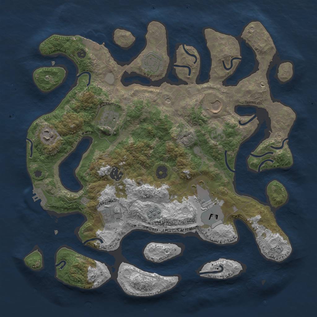 Rust Map: Procedural Map, Size: 3700, Seed: 6159314, 16 Monuments