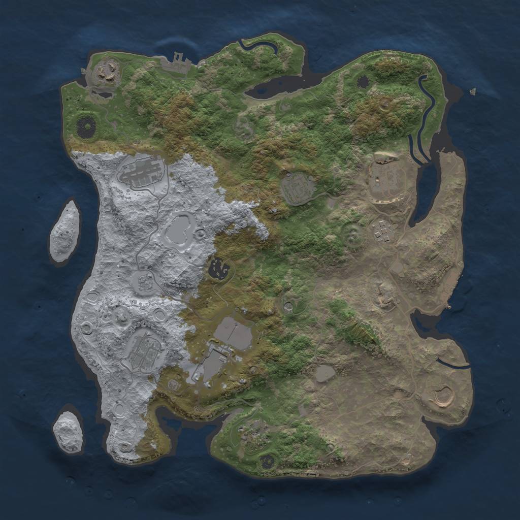 Rust Map: Procedural Map, Size: 3700, Seed: 2623528, 17 Monuments