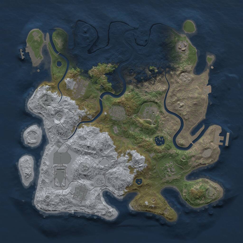 Rust Map: Procedural Map, Size: 3700, Seed: 548375, 15 Monuments
