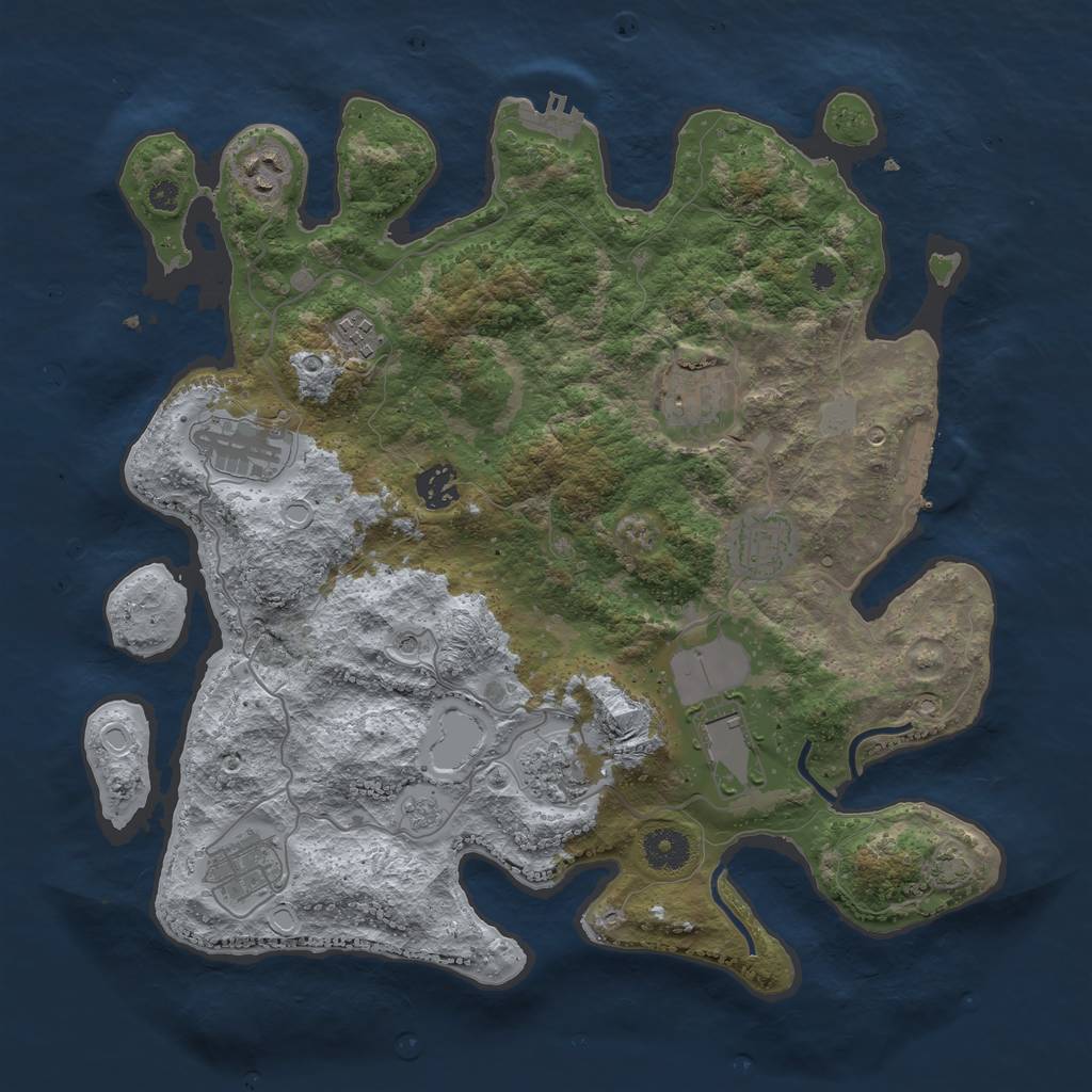 Rust Map: Procedural Map, Size: 3700, Seed: 548375, 17 Monuments