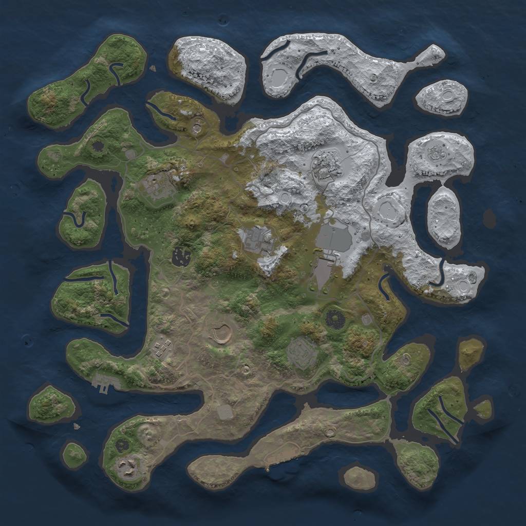 Rust Map: Procedural Map, Size: 4000, Seed: 216870, 18 Monuments