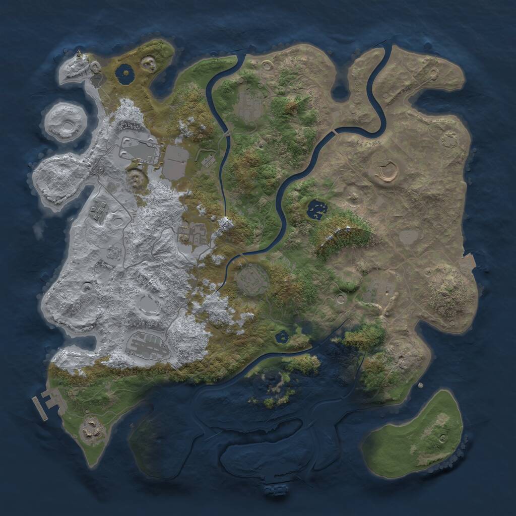 Rust Map: Procedural Map, Size: 3950, Seed: 1678091931, 16 Monuments