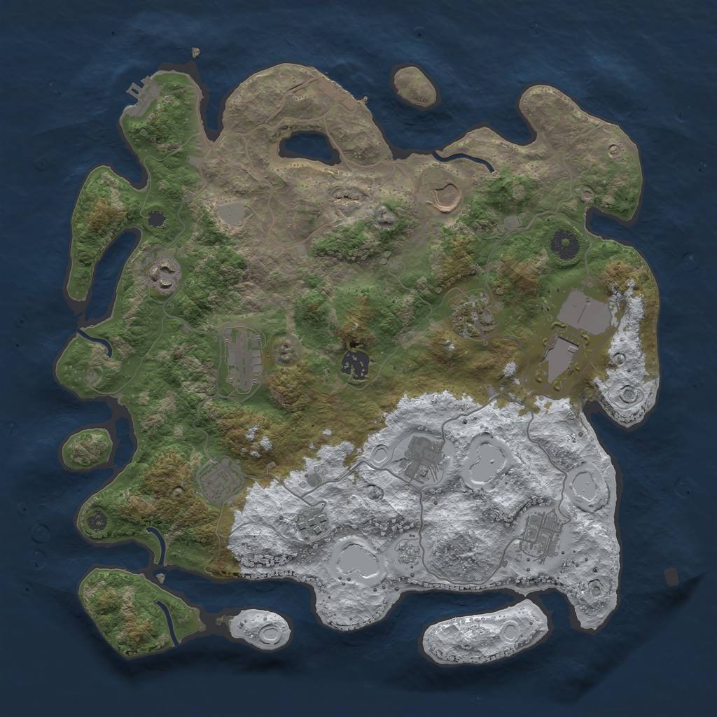 Rust Map: Procedural Map, Size: 3700, Seed: 5176330, 18 Monuments