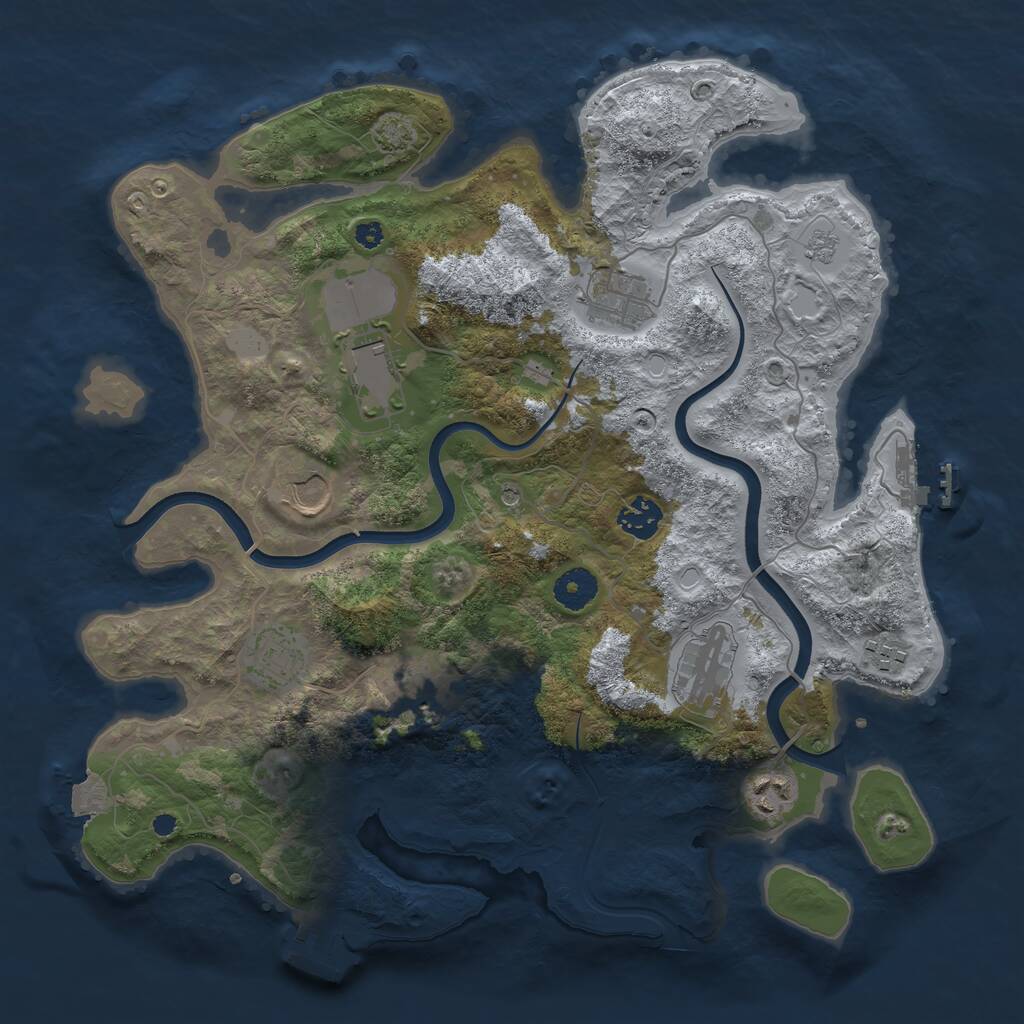 Rust Map: Procedural Map, Size: 3700, Seed: 3761207, 15 Monuments