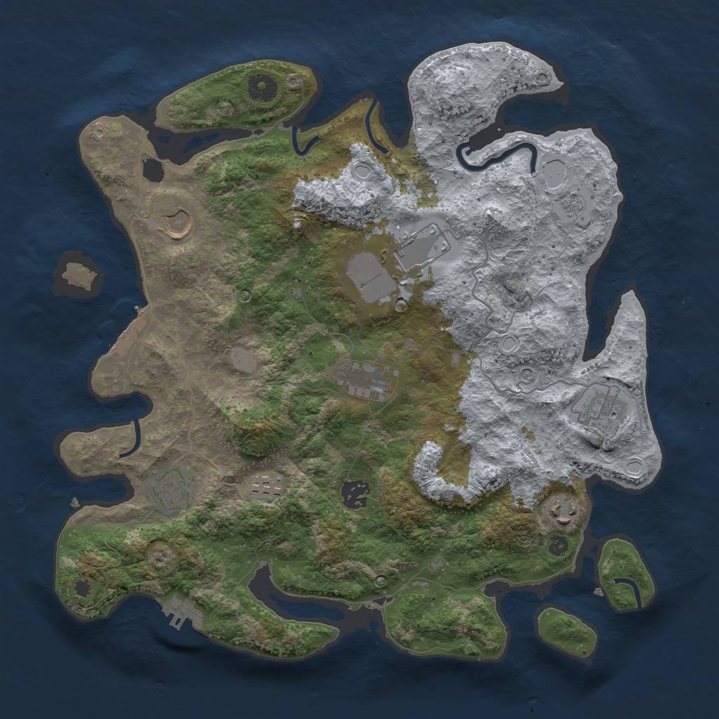 Rust Map: Procedural Map, Size: 3700, Seed: 3761207, 15 Monuments