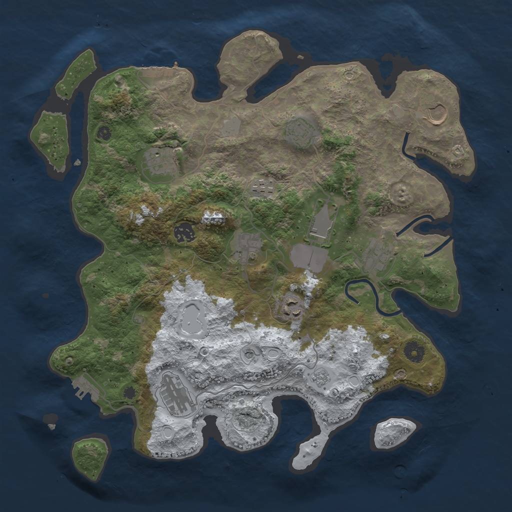 Rust Map: Procedural Map, Size: 3700, Seed: 3242366, 19 Monuments