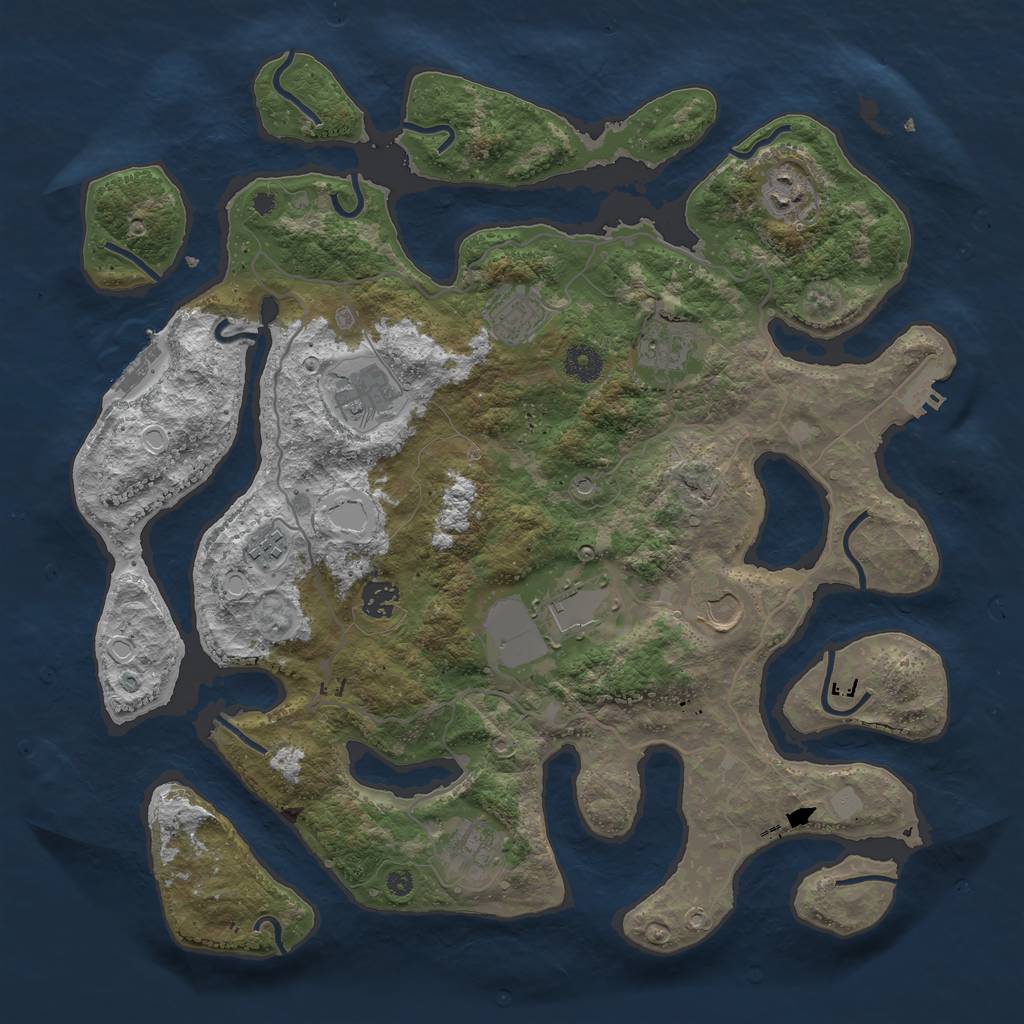 Rust Map: Procedural Map, Size: 4000, Seed: 678034, 17 Monuments
