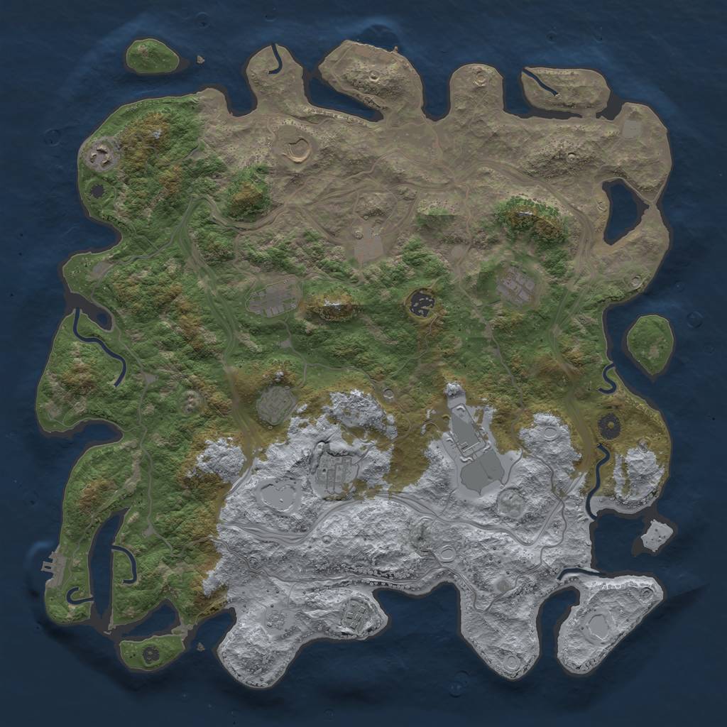 Rust Map: Procedural Map, Size: 4500, Seed: 22405, 17 Monuments